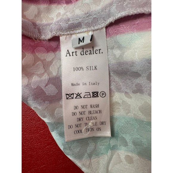Art Dealer Rainbow Stripes 100% Silk Wrap Tie Waist Short Top Made Italy M NWT - Picture 10 of 11